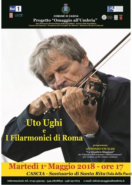 Concerto del 1 Maggio a Cascia con Uto Ughi e i Filarmonici di Roma